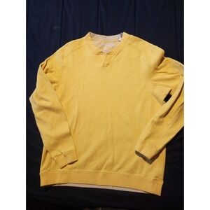 Tommy Bahama Mens Sweater Small Gray Yellow Pullover Cotton Reversible‎ 9I